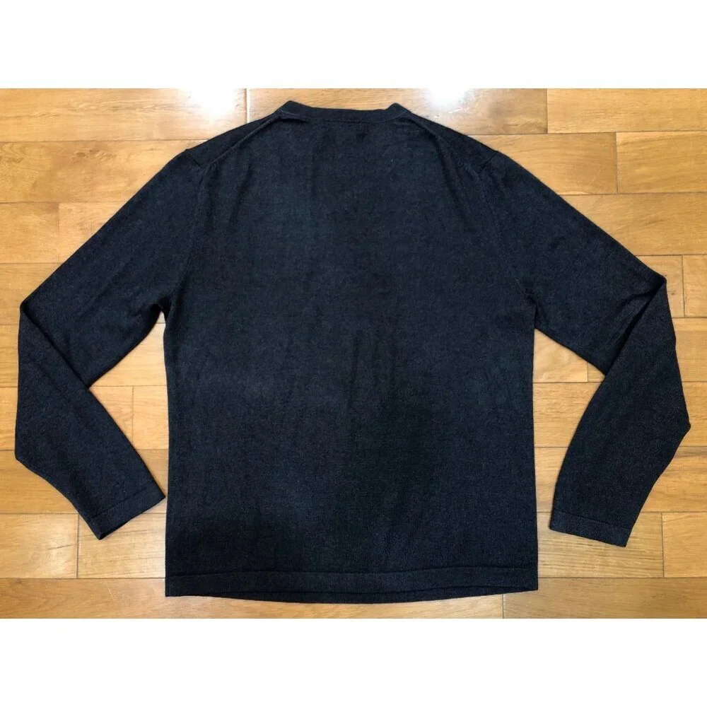 Banana Republic Silk Cashmere V-Neck Dark Gray Knit Sweater Size M